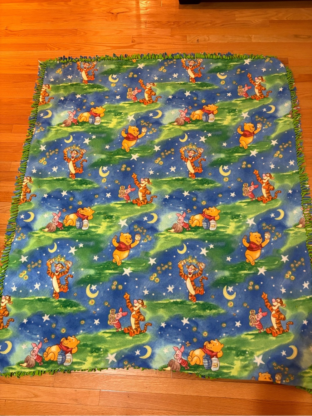 Vintage Disney Winnie the Pooh Eeyore Tigger Fleece Baby Blanket Hand Tied